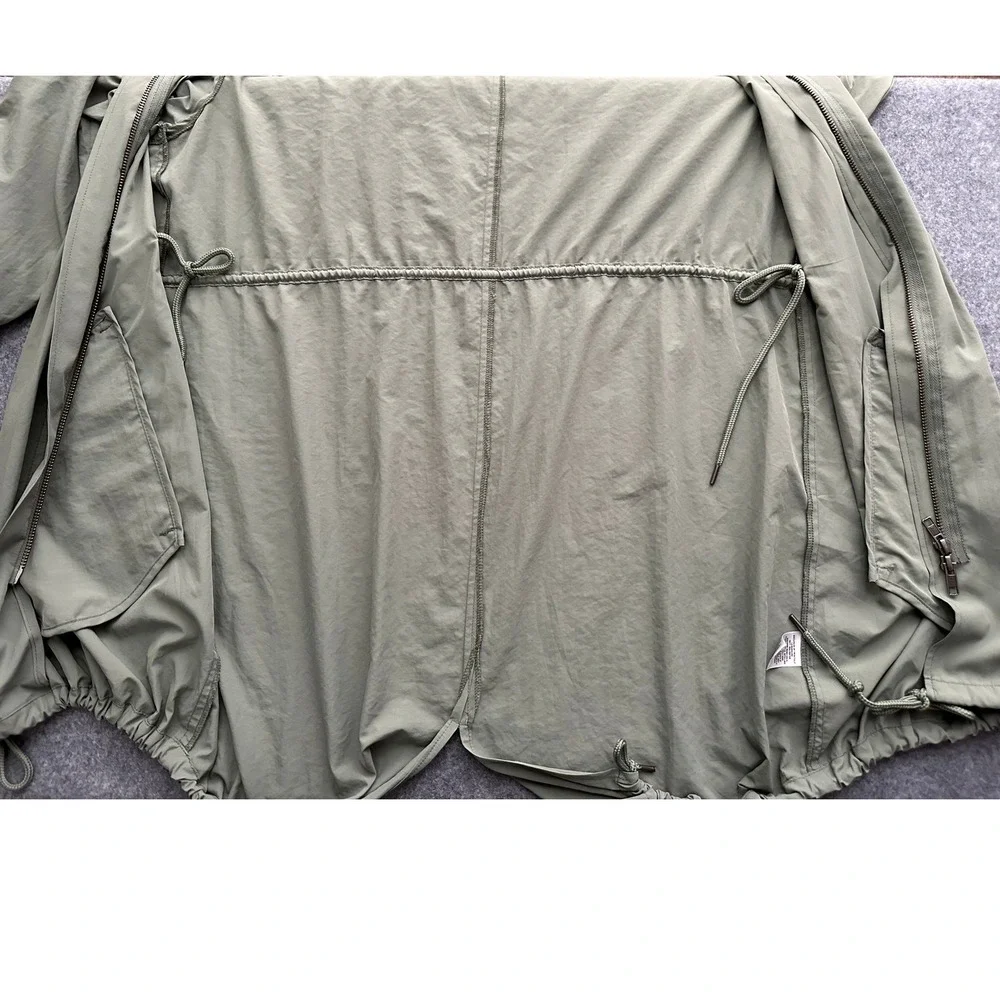 Caslon Hooded Anorak Jacket Women Size M Green Roll Tab Sleeve Utility Gorpcore‎